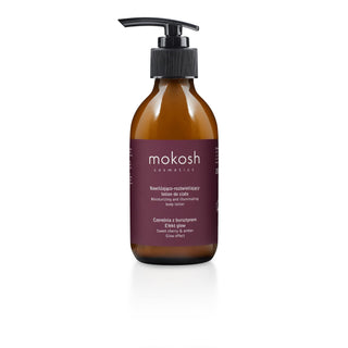 Loción corporal hidratante e iluminadora Cereza y Ámbar con efecto glow Mokosh