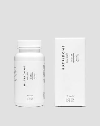 Biotina cápsulas 2500 mcg vitamina H para cabello, piel y uñas Nutridome 60 uds. - 2