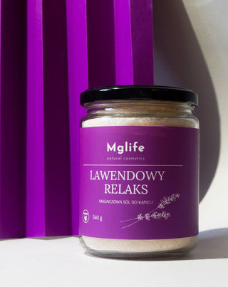 Sales de baño de magnesio con sal de Epsom y aceite esencial Lavanda relax Mglife
