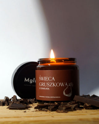 Vela de cera de colza natural Mglife con aroma a pera con chocolate