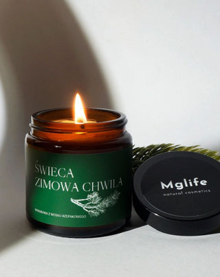 Vela de Colza Vegana Winter Moment con aroma a pino, cedro y ámbar 120 ml MgLife