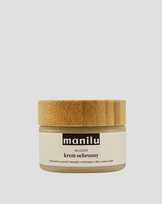 Crema protectora de día con manteca de karité, vitamina C y aceite de semillas de frambuesa de Manilu - 1