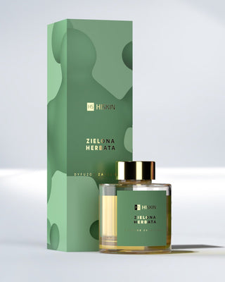 Difusor de aromas en frasco de vidrio con palitos de ratán natural con aroma a té verde HiSkin