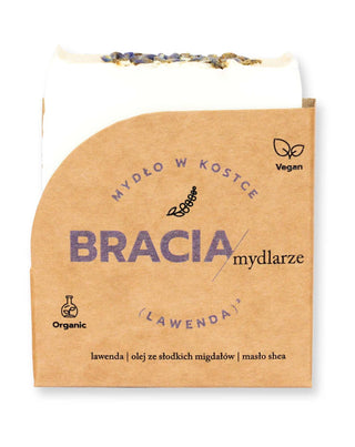 Jabón en barra efecto analgésico e hidratante de lavanda con aceite de arroz y manteca de karité Bracia Mydlarze - 1