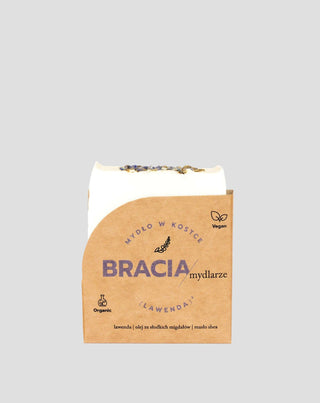 Jabón en barra calmante e hidratante de lavanda con aceite de arroz y manteca de karité Bracia Mydlarze - 1