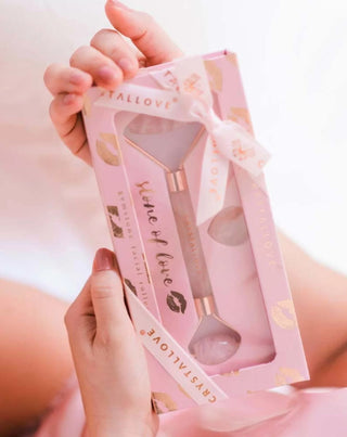 Rodillo facial de cuarzo rosa piedra del amor Selflove set Crystallove - 2