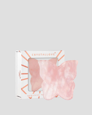 Placa Motylek para masaje facial gua sha de cuarzo rosa Crystallove - 1