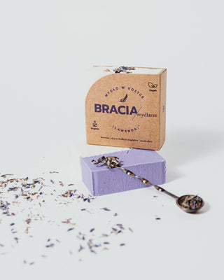 Jabón en barra efecto analgésico e hidratante de lavanda con aceite de arroz y manteca de karité Bracia Mydlarze - 2