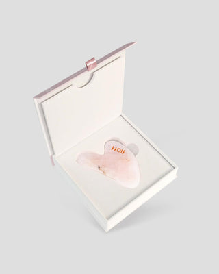 Piedra de masaje facial Gua Sha de cuarzo rosa reduce la hinchazón y reafirma Fluff