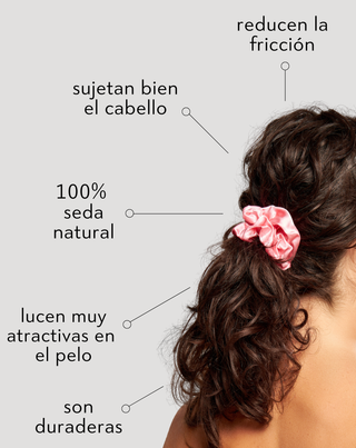 Pack de 3 coleteros de seda 100% natural para el cabello - color verde, crema y negro Twisty - 4