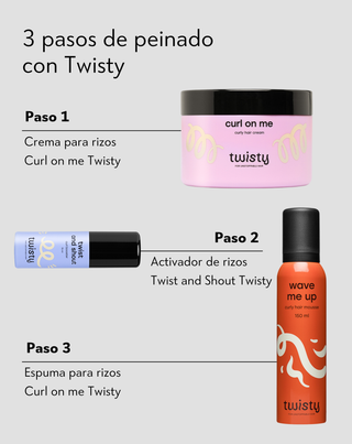 Set crema + espuma + booster para el cuidado y la estilización del cabello rizado y ondulado Twisty - 4
