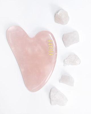 Piedra de masaje facial Gua Sha de cuarzo rosa reduce la hinchazón y reafirma Fluff