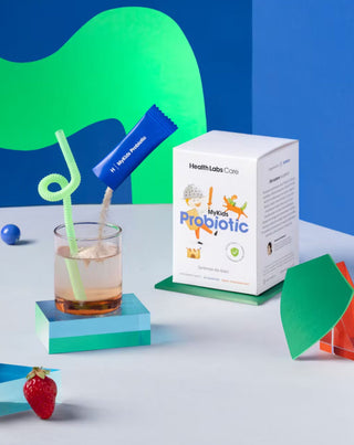 Probiótico simbiótico MyKids para niños contiene 2 mil millones de bacterias vivas de Health Labs Care
