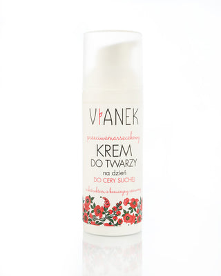Crema facial de día antiarrugas para pieles secas con trébol rojo Vianek