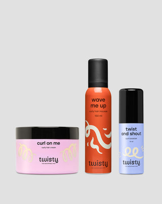 Set crema + espuma + booster para el cuidado y la estilización del cabello rizado y ondulado Twisty - 1