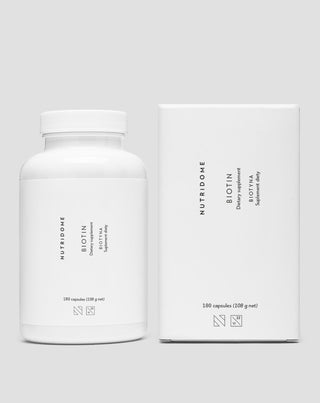 Biotina cápsulas 2500 mcg vitamina H para cabello, piel y uñas Nutridome 180 uds. - 2