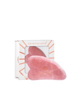 Tabla de masaje facial gua sha de cuarzo rosa - piedra del amor Crystallove - 1