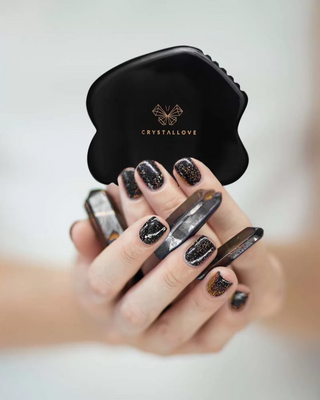 Tabla de masaje facial gua sha de obsidiana piedra del gran poder Crystallove - 2