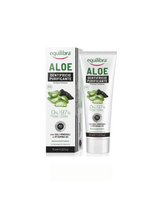 Gel de cepillado de dientes con carbón activado de cáscara de coco y aloe vera Equilibra - 1