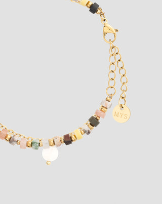 Pulsera con piedras naturales ágata, maifan, jaspe, jade y aventurina Mys - 4