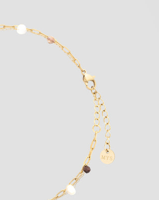 Tobillera de acero dorado con ágata, maifan, jaspe y aventurina Mys_2 - 3