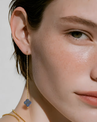 Pendientes chapados en oro con piedras naturales lapislázuli conjunto Mys - 4