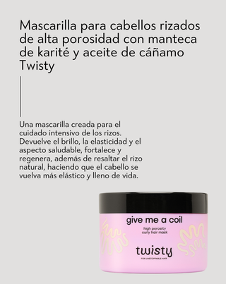Mascarilla para cabello rizado de alta porosidad con manteca de karité y aceite de cáñamo Twisty - 3
