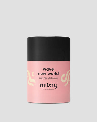 Gorro para dormir de seda rosa para cabello rizado y ondulado Twisty