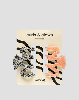 Juego de pinzas grandes Twisty para el cabello – marmoleada y rosa - 2 uds - 1