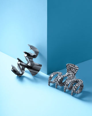 Juego de pinzas para el cabello Twisty – marmoleada y negra - 2 unidades - 6