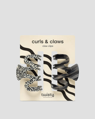Juego de pinzas para el cabello Twisty – marmoleada y negra - 2 unidades - 1
