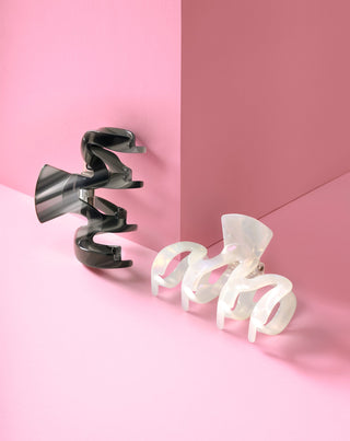 Juego de pinzas Twisty para el cabello – color perla y negro - 2 uds - 6