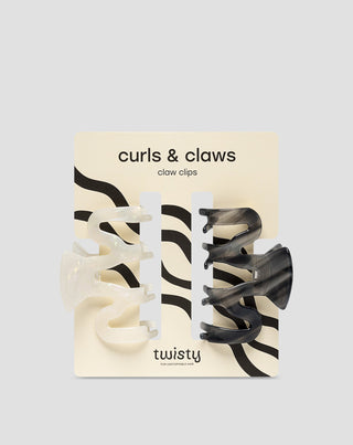 Juego de pinzas Twisty para el cabello – color perla y negro - 2 uds - 1