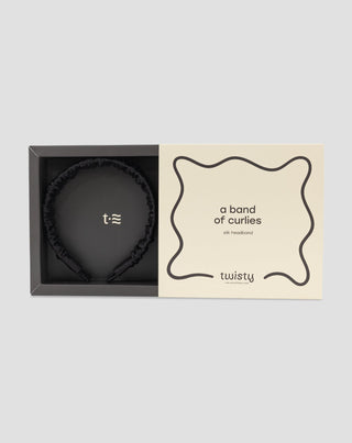 Jedwabna opaska do włosów z 100% naturalnego jedwabiu czarna Twisty_2 - 4