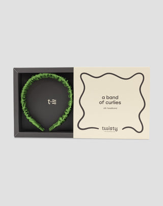 Diadema de seda 100% natural verde Twisty - 4