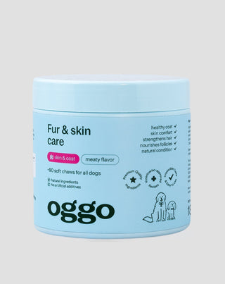 suplemento alimenticio fur & skin karma para perros para un pelo bonito y una piel sana oggo 180 g - 1