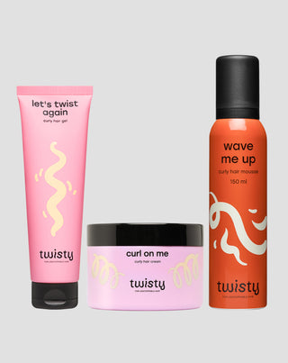 Conjunto de crema + espuma + gel para rizos para el peinado y cuidado del cabello rizado y ondulado Twisty - 1