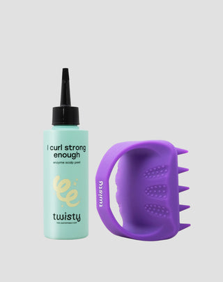Set masajeador de silicona + peeling enzimático para la limpieza y estimulación de la microcirculación del cuero cabelludo Twisty - 1
