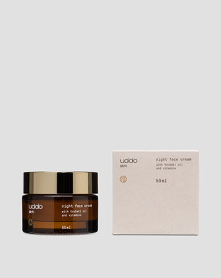 Crema facial hidratante de noche con manteca de cacao, aceite de tsubaki y aloe vera Uddo - 3
