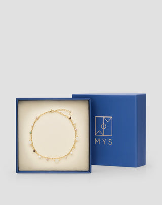 Tobillera de acero chapado en oro con ágata, maifán, jaspe y aventurina Mys - 4