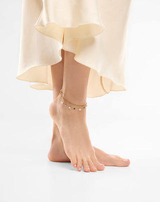 Tobillera de acero chapado en oro con ágata, maifán, jaspe y aventurina Mys_1 - 2