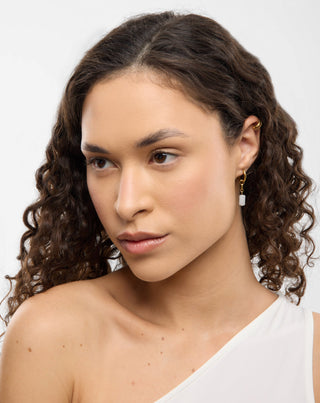 Juego de pendientes chapados en oro con jade blanco en acero inoxidable Mys_2 - 4