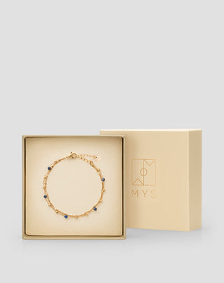 Brazalete de acero inoxidable chapado en oro con lapislázuli Mys - 4