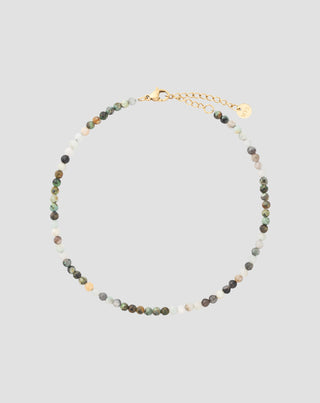 Tobillera de acero inoxidable dorado con turquesa africana y amazonita Mys_4 - 1