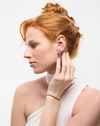 Pulsera chapada en oro con piedras naturales rosa y jade limón Mys - 2