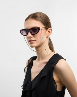 Cadena para gafas chapada en oro con turquesa africana y amazonita Mys_3 - 3