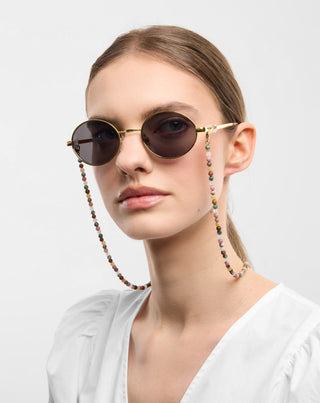 Cadena para gafas chapada en oro con ágata, maifán, jaspe y aventurina Mys_2 - 3