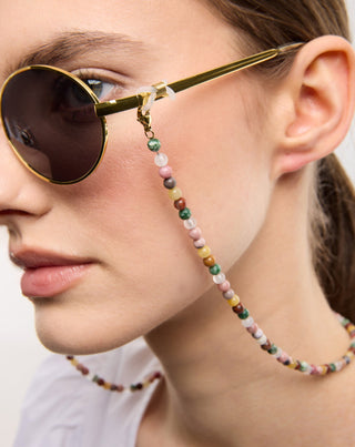 Cadena para gafas chapada en oro con ágata, maifán, jaspe y aventurina Mys_1 - 2