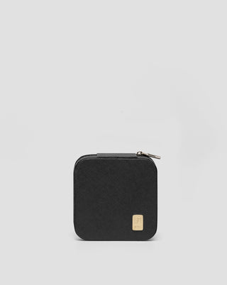 Joyero pequeño con compartimentos, ruedas y ganchos, Mys negro - 1