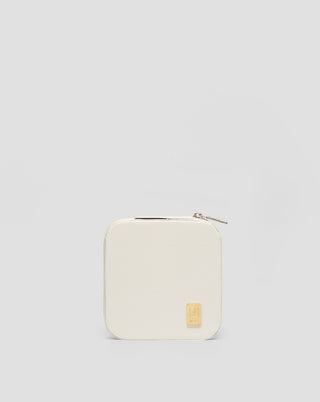 Joyero pequeño con compartimentos, ruedas y ganchos, crema Mys - 1